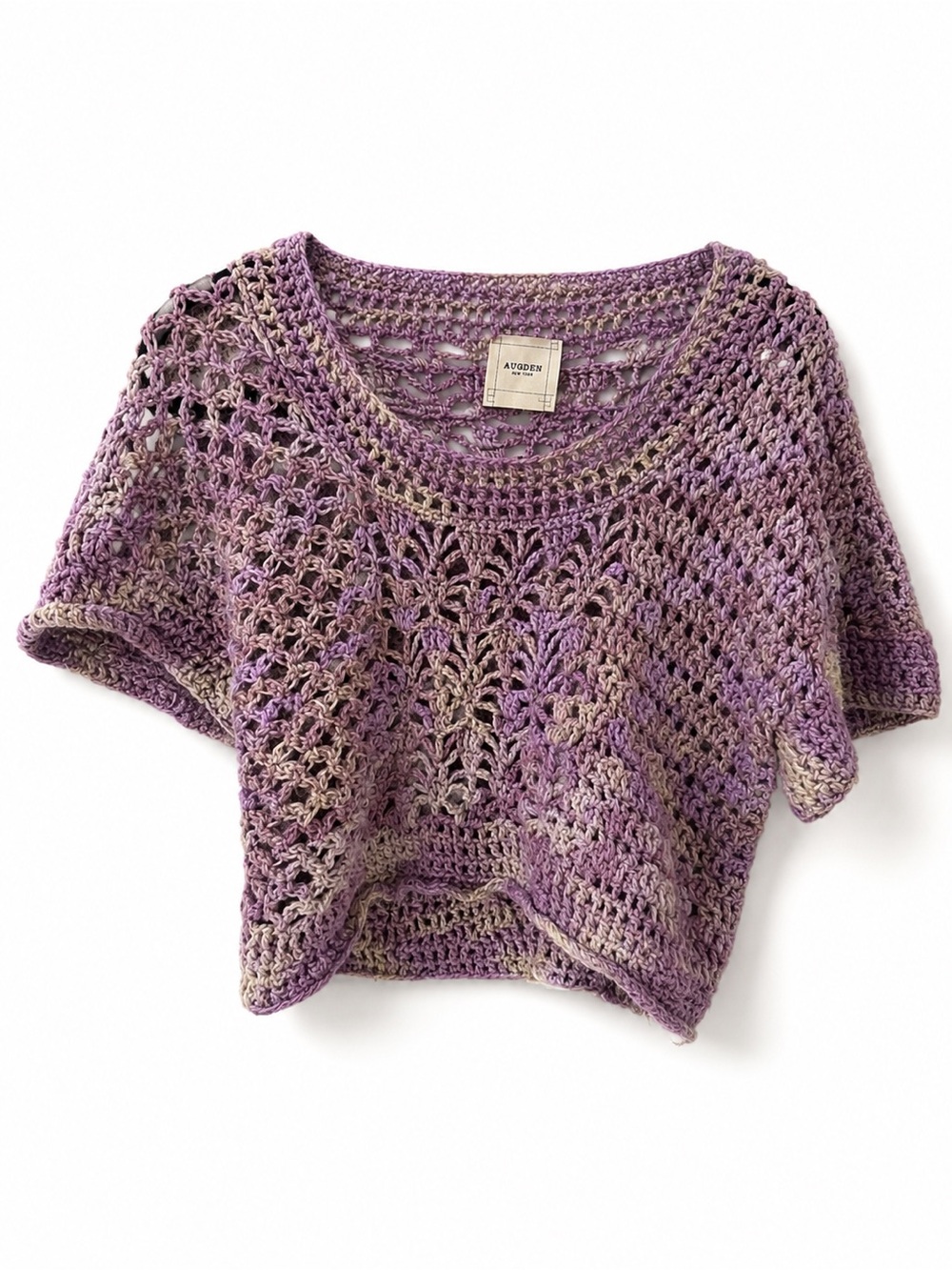 Auden Lavender & Cream Cropped Crochet Sweater